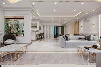 refine private modern classic interior design, living room decor, elegant vila