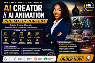 be your ai video creator, editing, ai animation, realistic ai cinematic runaway