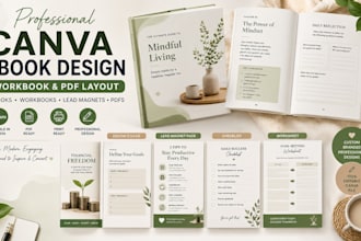 design a professional canva ebook, workbook and PDF layout