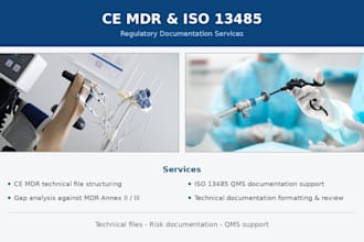 create ce mdr technical documentation and iso 13485 qms documents