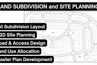 design land subdivision, lot layout and 2d site plan in autocad
