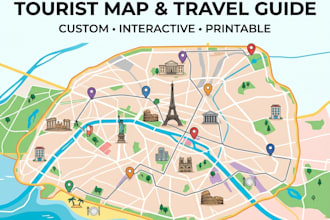 create tourist attraction maps, travel guides, custom city maps and sightseeing