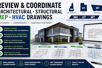 review and coordinate architectural structural mep and hvac drawing for nh ut mt