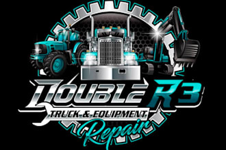create modern truck and trailer repair shop logo