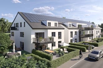 render modern residential complexes, cgi multi family housing,private balconies