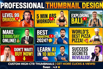design eye catching youtube, facebook, and tiktok thumbnails