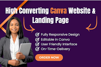 design a professional canva website, landing page or website mockup