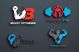create a modern fitness, gym, bodybuilding and personal trainer logo