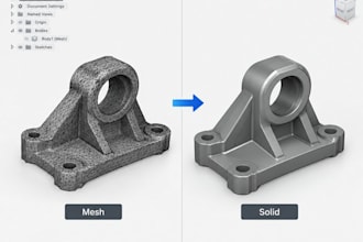 convert mesh to solid cad, reverse engineer parts and create parametric models
