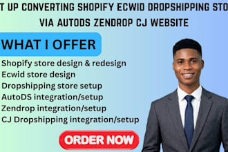 set up converting shopify ecwid dropshipping store via autods zendrop cj website