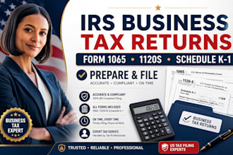 prepare and file irs form 1065 1120s and schedule k1 business tax