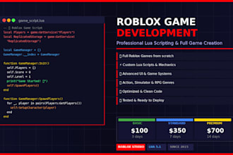 develop your roblox game or create custom lua scripts