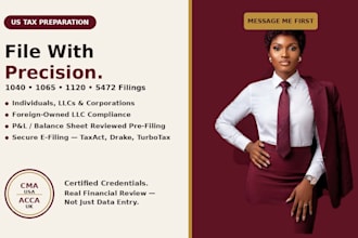 prepare your US tax return 1040,1065,1120,1120s accurately