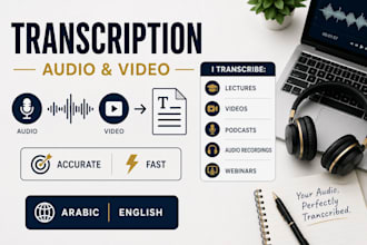 transcribe arabic and english audio and video accurately