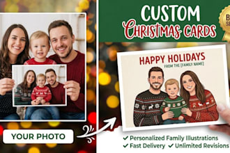design custom christmas cards with personalized illustrations