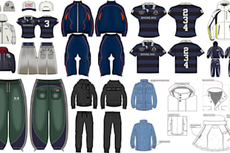 design fashion clothing tech packs for streetwear, hoodies, tracksuits, jackets