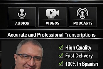 transcribe audios, videos and podcasts in spanish