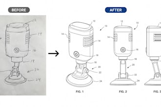 create professional patent drawings and patent illustrations technical drawing
