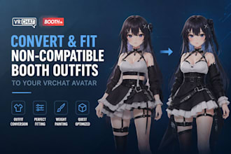 convert and fit non compatible booth outfits to your vrchat avatar, boot vrchat