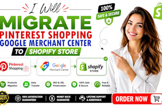 migrate pinterest shopping google merchant center to ecommerce shopify store