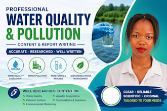 write professional water quality, pollution n aquatic environmental sci content