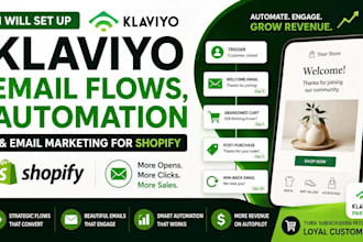 setup klaviyo email flows, automation and email marketing for shopify