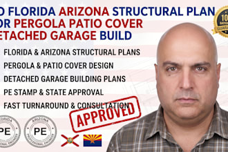 do florida arizona structural plan for pergola patio cover detached garage build