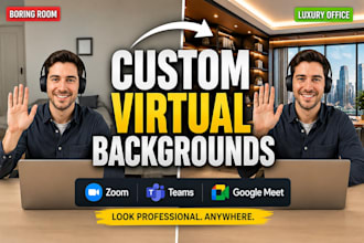 design professional virtual backgrounds for zoom and google meet