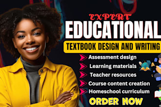 write and design educational textbooks, workbooks, ebooks and learning materials
