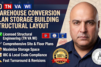 do tn VA wi warehouse conversion plan storage building structural layout barn re