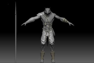 zbrush sculpt3d creature,photo to ztl model,modify high poly,action figure print