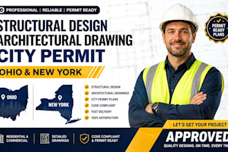 do structural design, architectural drawing, city permit for ohio and new york