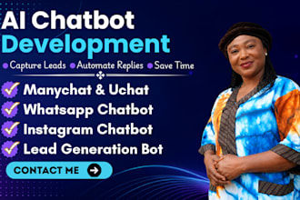 build manychat, uchat, botpress ai chatbot for instagram and whatsapp leads
