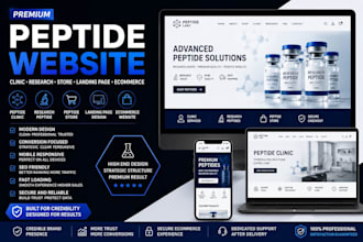 design peptide clinic website peptide store landing page ecommerce website