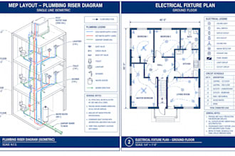 design residential plumbing plans, mep drawings, and riser diagrams cad