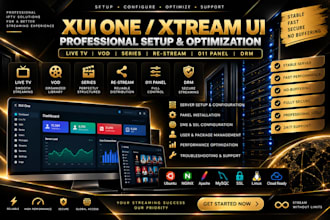 setup best xtream ui server, xui one, restream, stream vod, 011 panel, drm