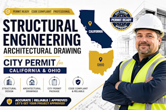 structural engineering, architectural drawing, city permit for california, ohio