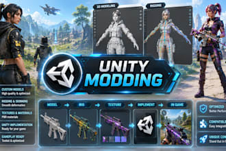 model, rig and implement custom content for unity game mods