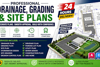 design drainage plan grading plan driveway plan plot plan parking lot with stamp