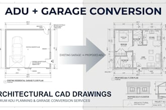 create adu and garage conversion architectural cad drawings