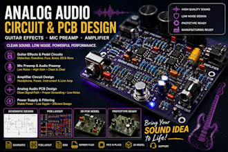 design analog audio pcb, guitar effects, mic preamp and amplifier circuit