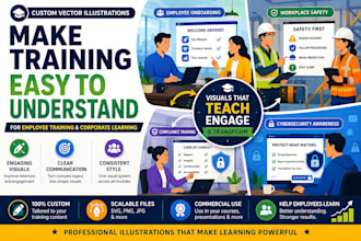 create custom vector illustrations for employee training and corporate learning