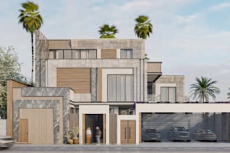 recreate saudi arabia villa style,floor to ceiling window,tropical modernism cgi