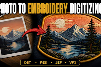 do photo to embroidery digitizing convert image into dst pes jef vp3 file