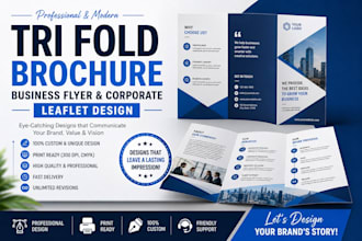 create tri fold brochure business flyer and corporate leaflet design
