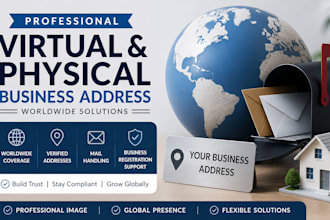 provide verified virtual business address or physical office address worldwide