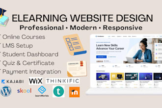 design wix elearning website,online course platform , lms membership website