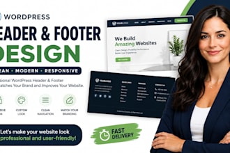 design or redesign a professional wordpress header and footer