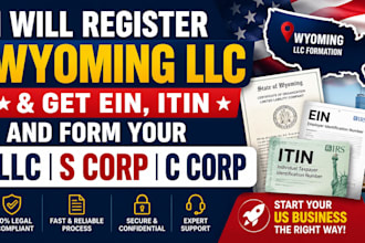 do US llc registration wyoming llc, ein, itin, llc formation, s corp, c corp