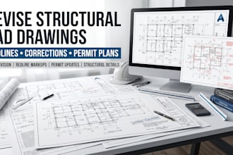 revise structural cad drawings, redlines, corrections and permit plans